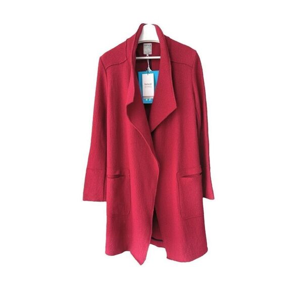 ZARA TRAFALUC NWT outerwear collection Open Front wool coat in Burgundy Size M - Picture 1 of 5